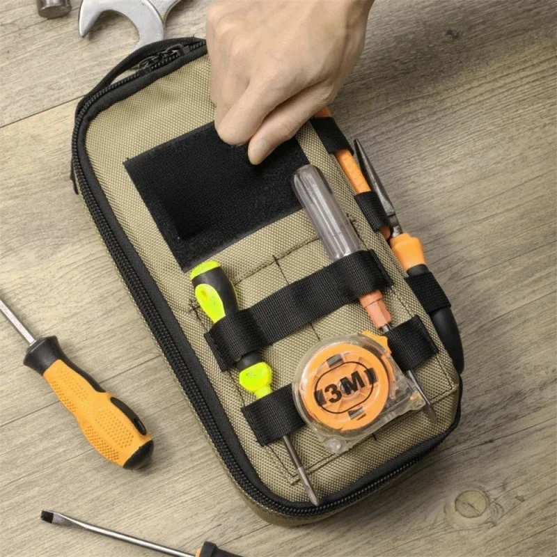 Heavy-Duty Portable Tool Pouch, Small Size Organizer System with Zipper & Handle, Road Bike Repair & General Storage Organizer