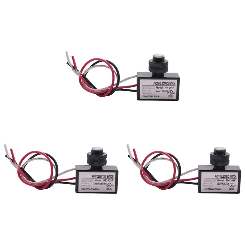 

3X Photocell Switch NK-301F 120-277V Dusk To Dawn Sensor Photoelectric Switch Light Photocell Sensor Lighting Switch