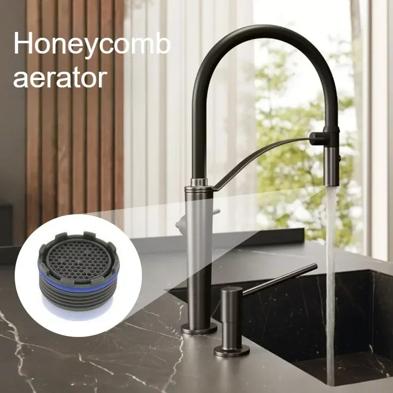 Gun Gray Kitchen Faucet Single Lever Brass Mixer Tap with Pull out Spring Spout for Kitchen Sink Hot Cold Water 304 Stainless St