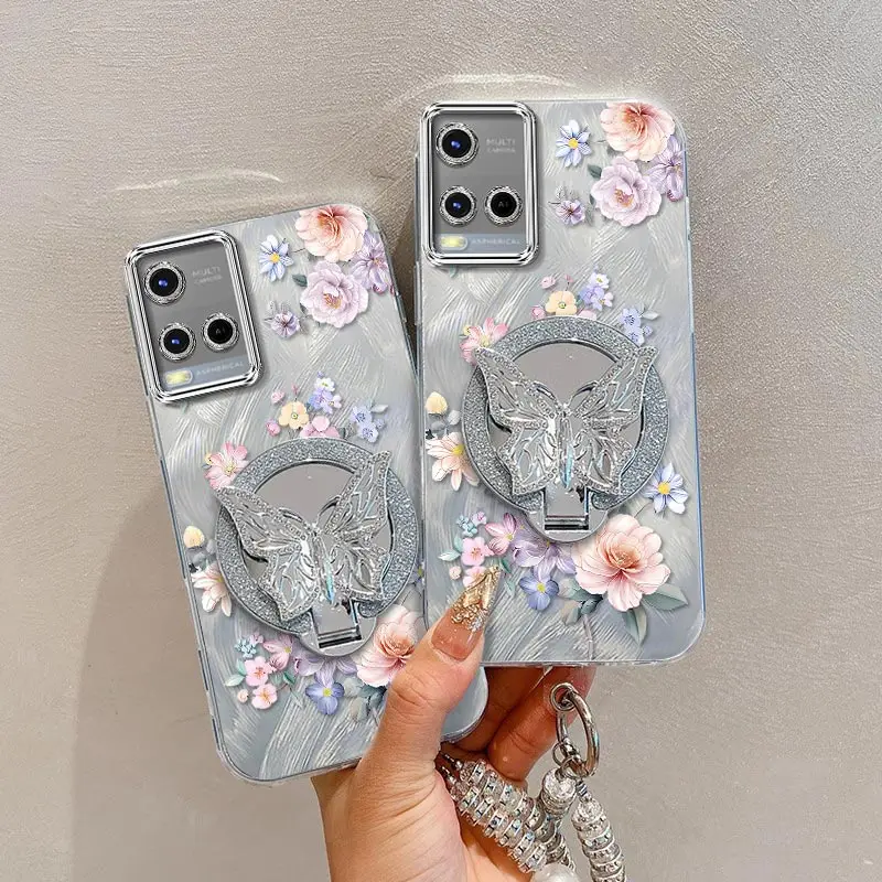 

Y 21 чехол-держатель для браслета с изысканными цветами для Vivo Y21 Y21T Y21S Y12A Y12 Y02A Y02T Y02S Y21E Y21A Y11S Y12S Y02 Cover