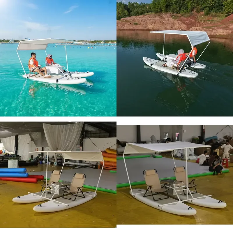 Inflatable Electric Paddle Boat Sport Yacht Light Weight Eco-Friendly PVC Catamaran Boat Canopy SUP Board for Surfing