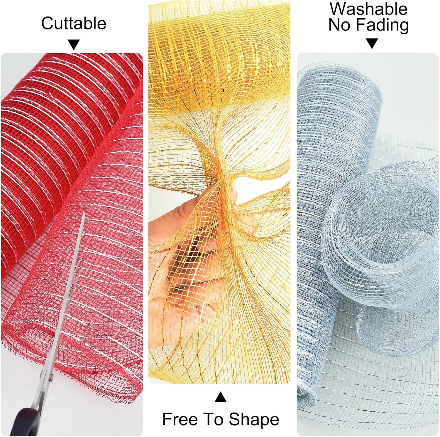 Red Decorative Mesh ribbon 10 Inch x 30 Feet(10Yard) Poly Mesh Ribbon for Wreath Craft Christmas New Years Halloween Decoration