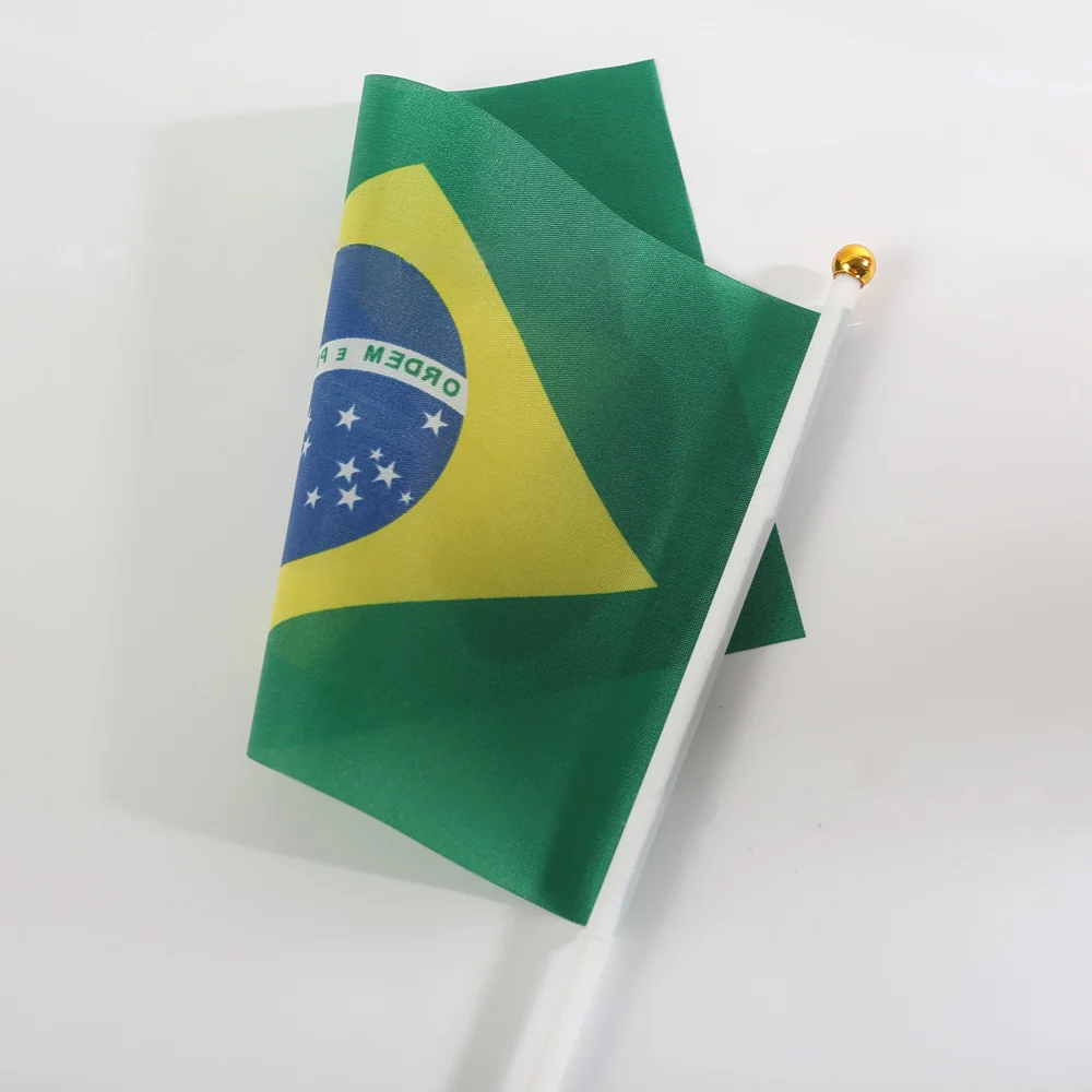 EOODLOVE 10/20/50 Pcs 14*21cm Brazil Handheld Plastic Outdoor Celebration Brazil Small Size Flags