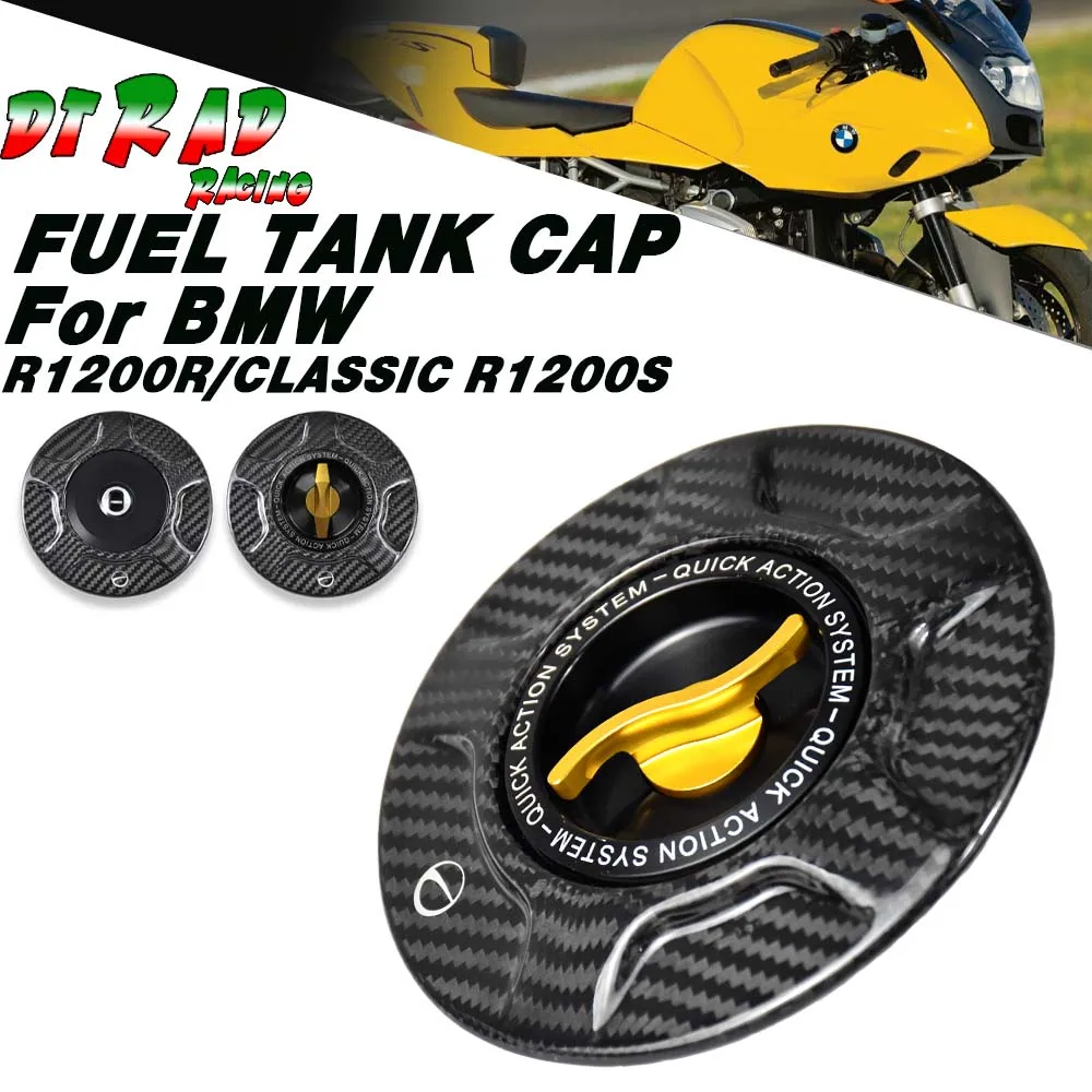 Carbon Fiber Quick Gas Fuel Tank Cap For BMW R1200R/CLASSIC 2006-2014 R1200S 2006-2008 With Key Locking Anti-Theft Oil Gas Cover