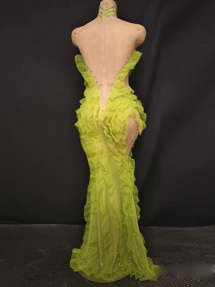 Hochwertiges Heißpräge-Chiffon-Wellen-Mesh-Fischschwanzkleid 2025, neue Mode, individuelle Damenbekleidung