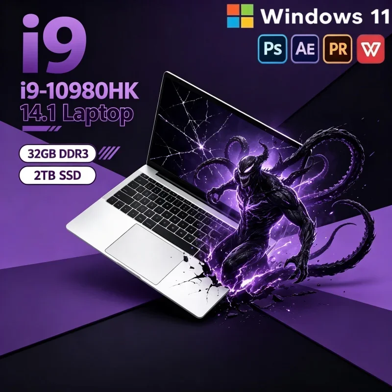 New Release 2026 14.1" Portable High Performance Notebook Intel I9-10980HK 16/32GB RAM 2TB SSD Win11 Lightweight Laptop