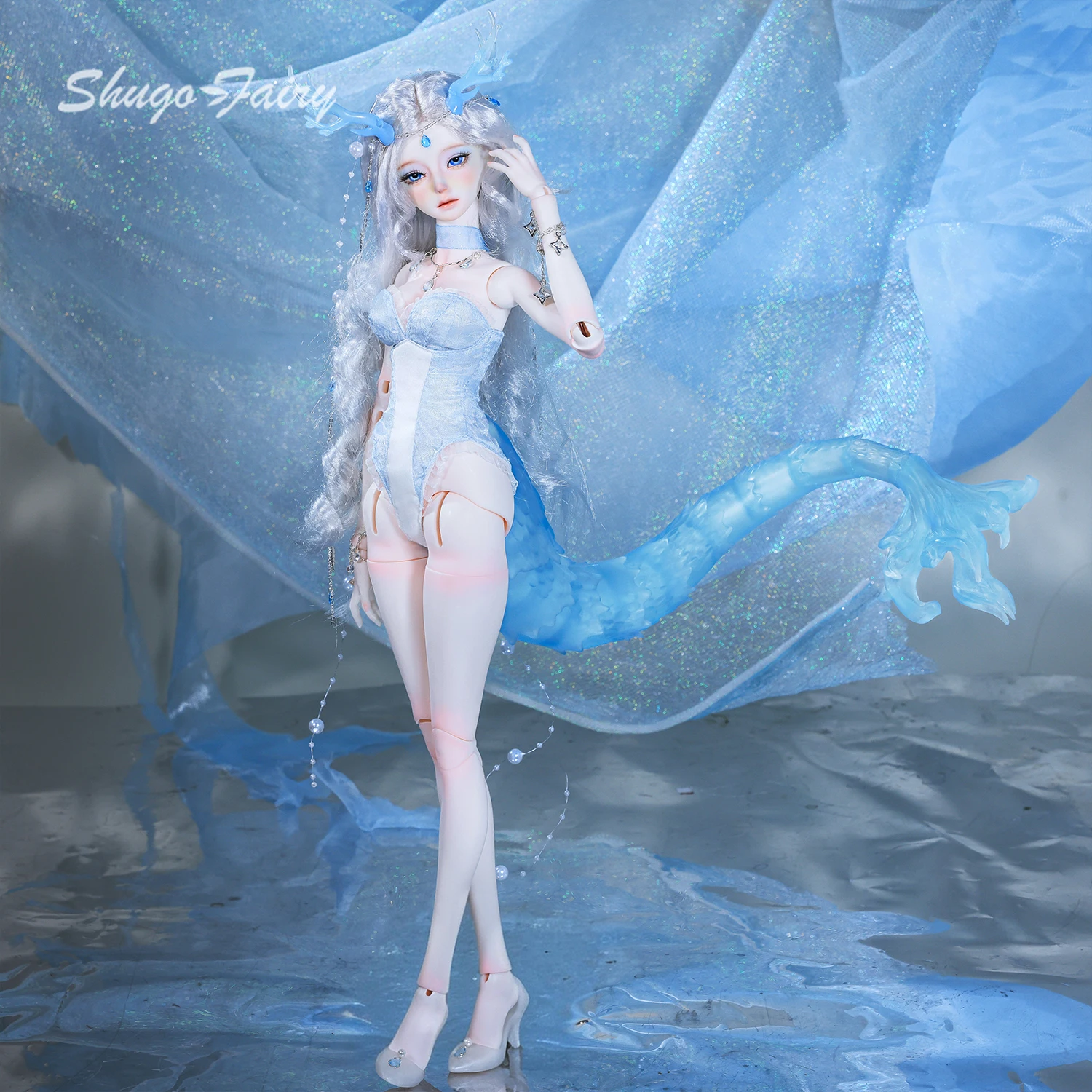ShugaFairy 1/4 BJD Fullset Marinae A/B Eastern Mythical Mermaid Detachable Tail Dragon Horns FC Resin Ball Jointed Doll Gift