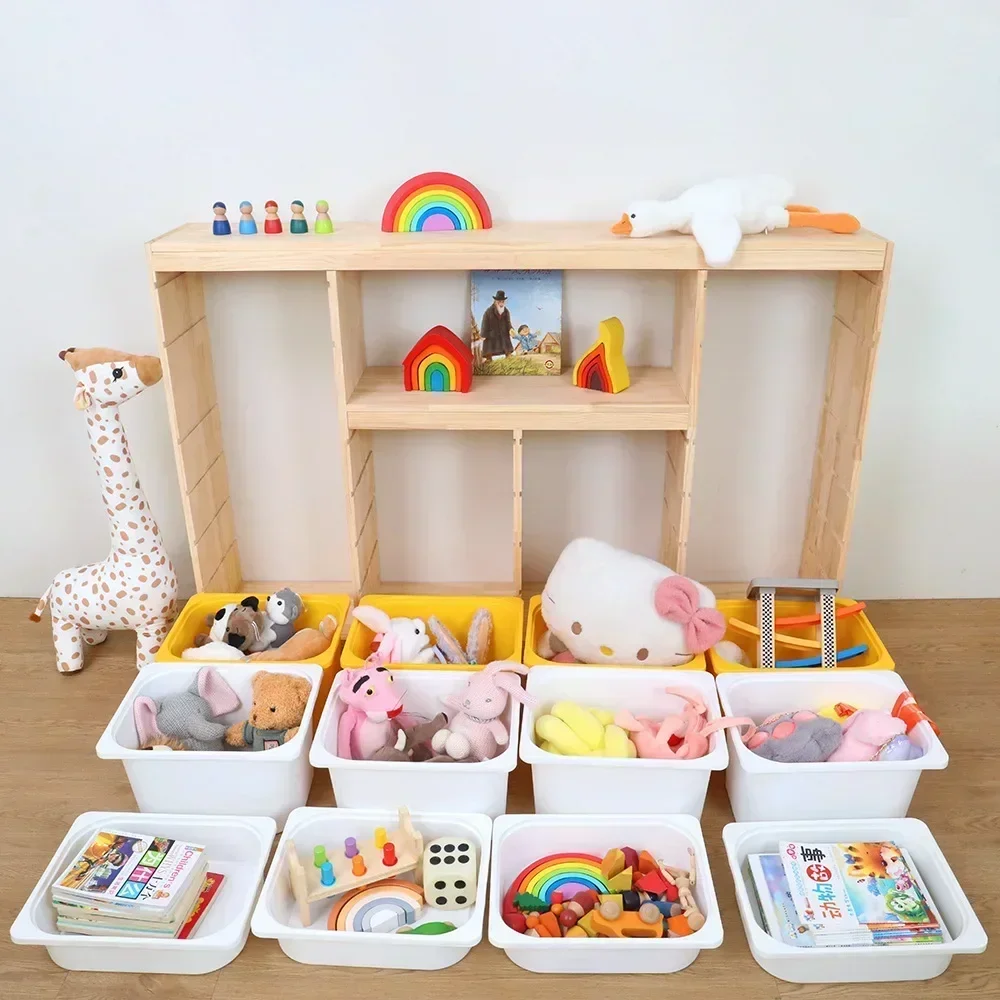 Montessori Toys Wooden Storage Box Organizer Living Room Cabinets Bookshelves for Kids  Cute Shelves  장난감 정리함 전면책장 Meuble