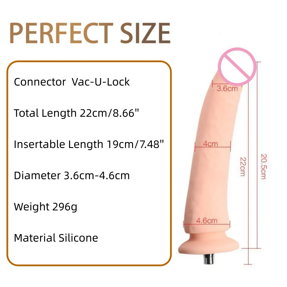 FREDORCH 7.48'' Dildo Vac-U-Lock Sex Machine Attachment Suitable for F6/F21S/F7S Sex Machine Solid Soft Dildo Adult Sex product