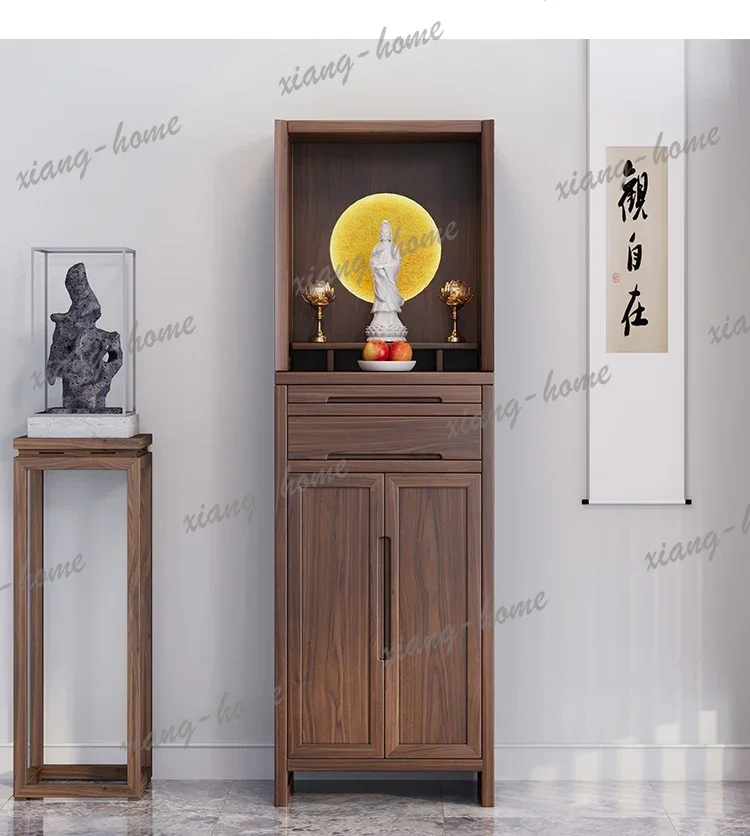 FG New Chinese Style Standing Cabinet Buddha Altar Bodhisattva Cabinet Home Simple Offering Table God of Wealth Cabinet