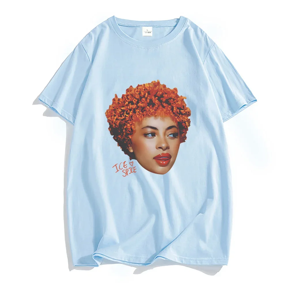 Hip Hop Streetwear Ice Spice  Singer Printing T-shirts Cotton Camisas De Hombre Short Sleeve Men/Women Tshirts Graphic Print Tee image 6