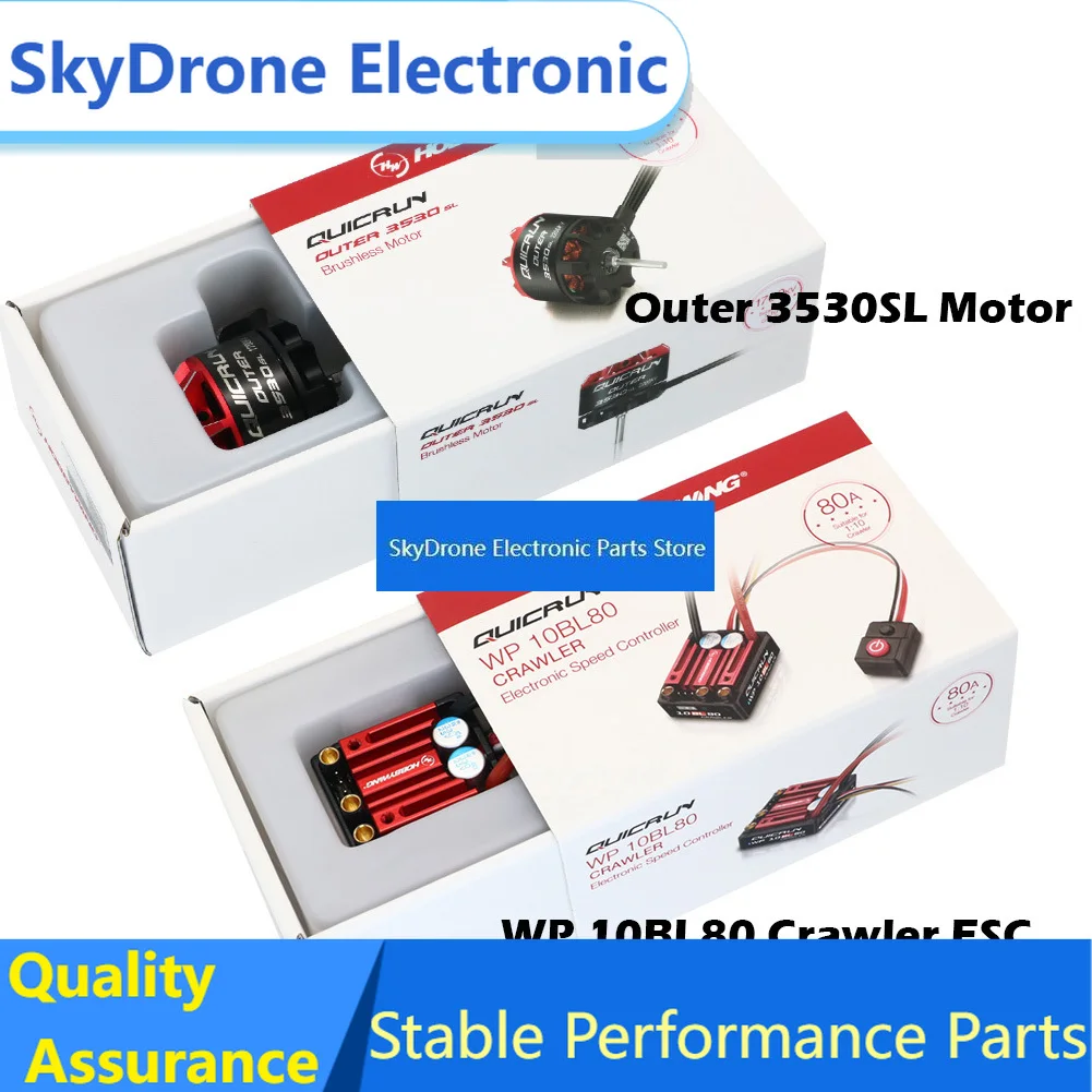 SkyDElHobbyWing QuicRun Outer 3530SL Sensorless Brushless Motors 1700KV 2200KV WP-10BL80 80A Crawler ESC For 1/10 1/12 RC Climbi