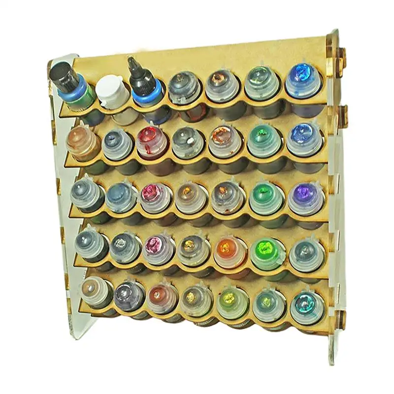 Organizador de pintura con 35 ranuras, estante de almacenamiento, modelo en miniatura, soporte de estación de pintura para Hobby, soporte Caddy, botella redonda de pinturas de 34mm