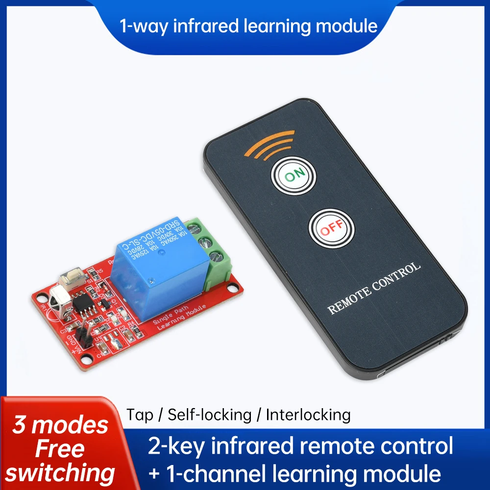 1CH DC 5V 12V Relay Module 38KHz 2 Keys Infrared IR Remote Switch Control Relay Driving Board Controller for Electronic DIY