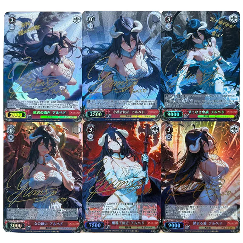 

6 шт./компл. Overlord albedo DIY самодельная золотая подпись цветная флэш-карта аниме игра коллекционная карта подарочная игрушка