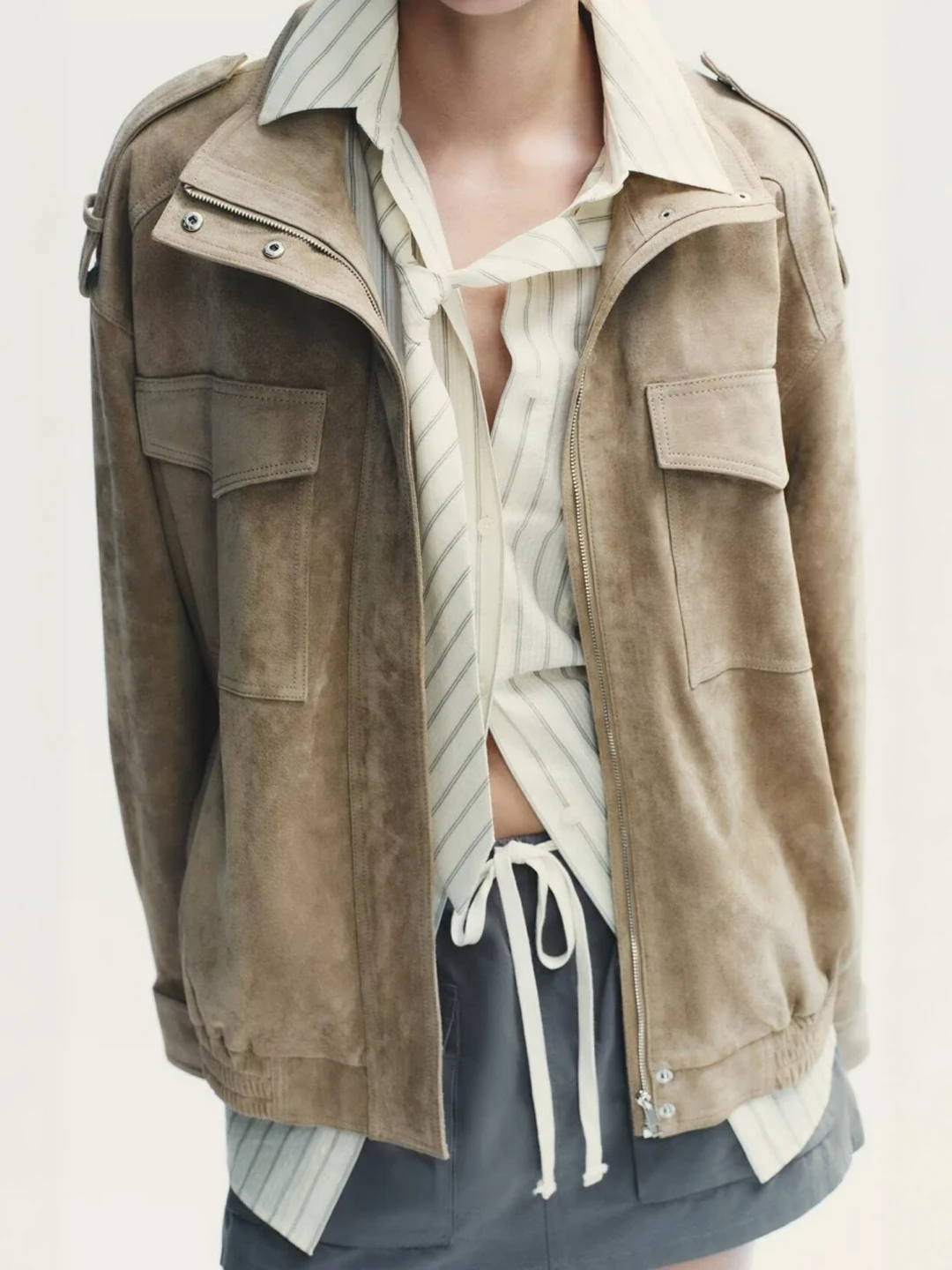 

Ретро мотоциклетный Sle Long Sve Fce Jaet, свободная верхняя одежда с воротником для женщин, осенне-зимняя модная повседневная одежда