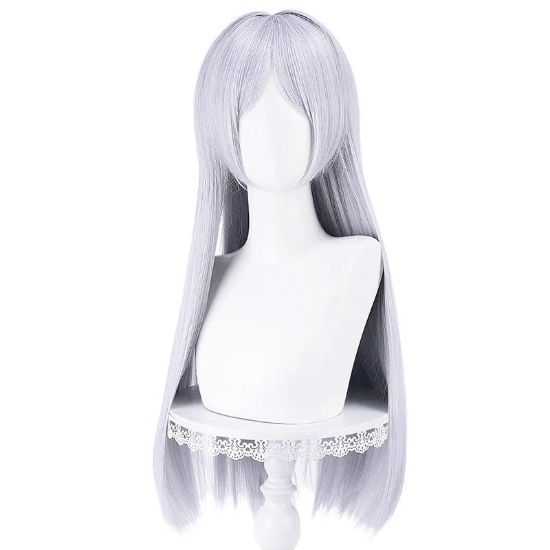 Halloween & Cos Convention Wig 2025 - Frieren Silver Long Straight Hair, Realistic Scalp Top Extended Costume Cosplay Hair