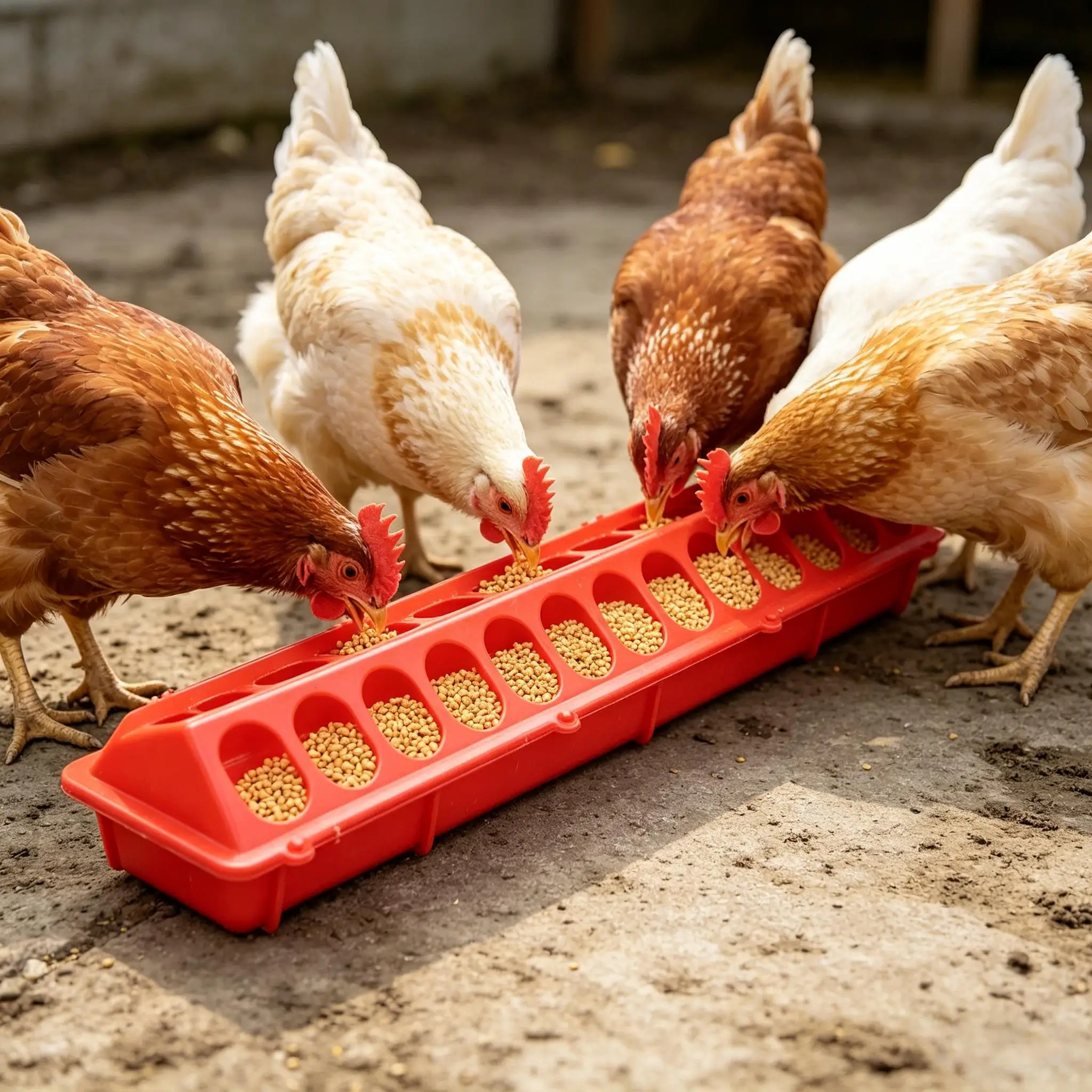 50cm Flip-Top Poultry Feeder Double Row 28 Holes Ground Feeder Plastic Clamshell Feeding Chicken Groove Farm Breeding Supplies