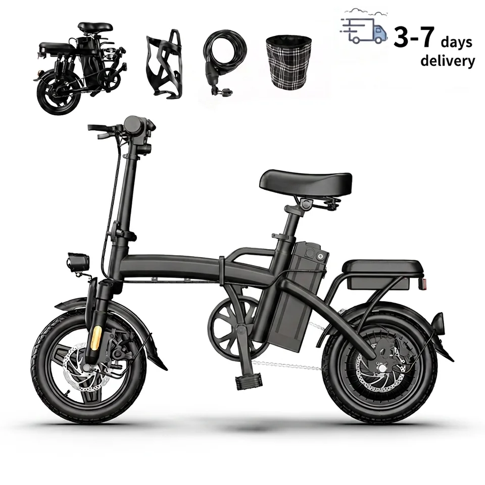 G11 14 Inch Folding Electric Bike 48V 10Ah Removable Lithium Battery Dual Disc Brake Portable Foldable Ebike Dual Shock Absorb E Bicycle for Adult City Commuting image 3