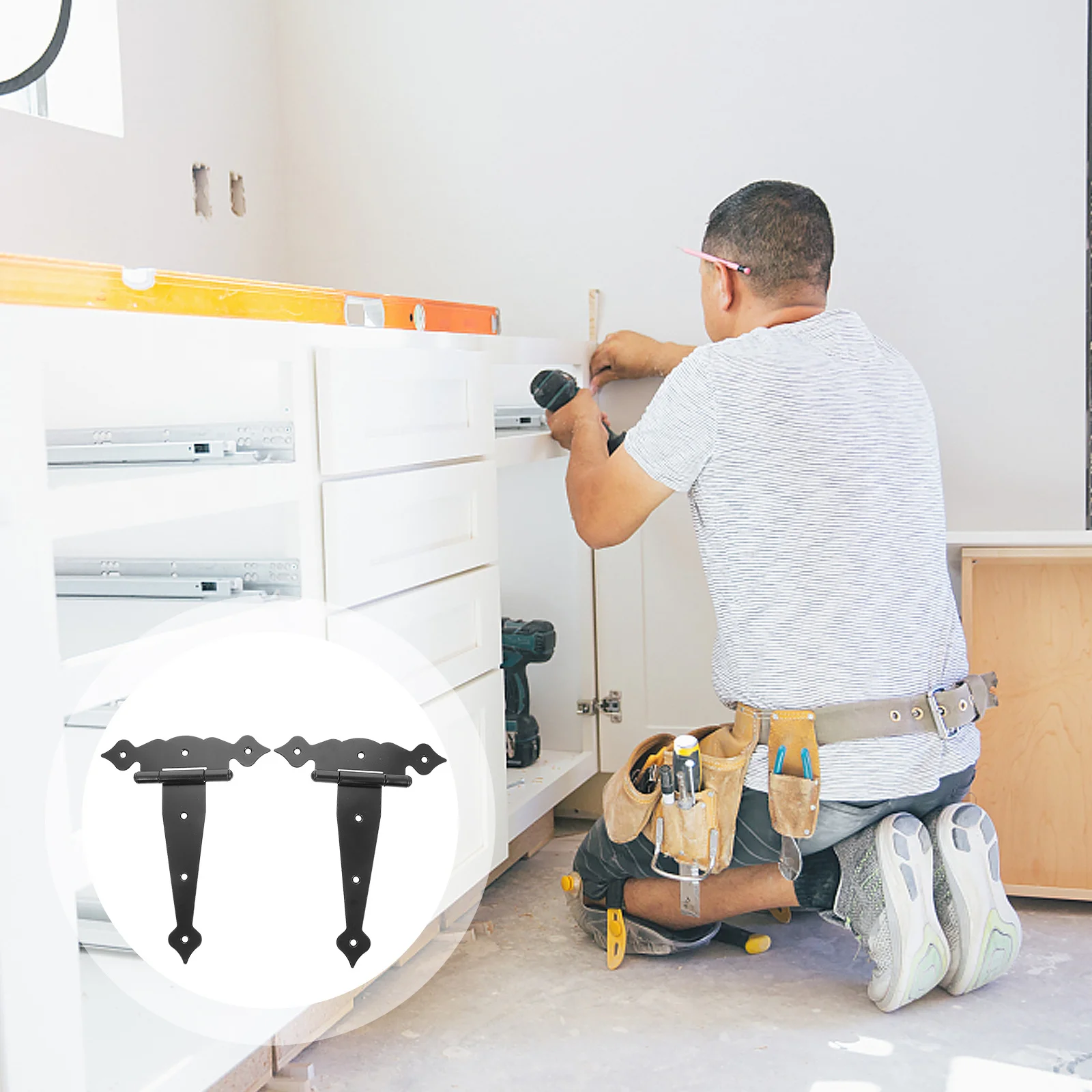 

2pcs T-Shape Iron Hinges Heavy Duty Durable Door Hinges For Home Cabinet Wardrobe Furniture Gate Anti-Rust Concealed Hinge