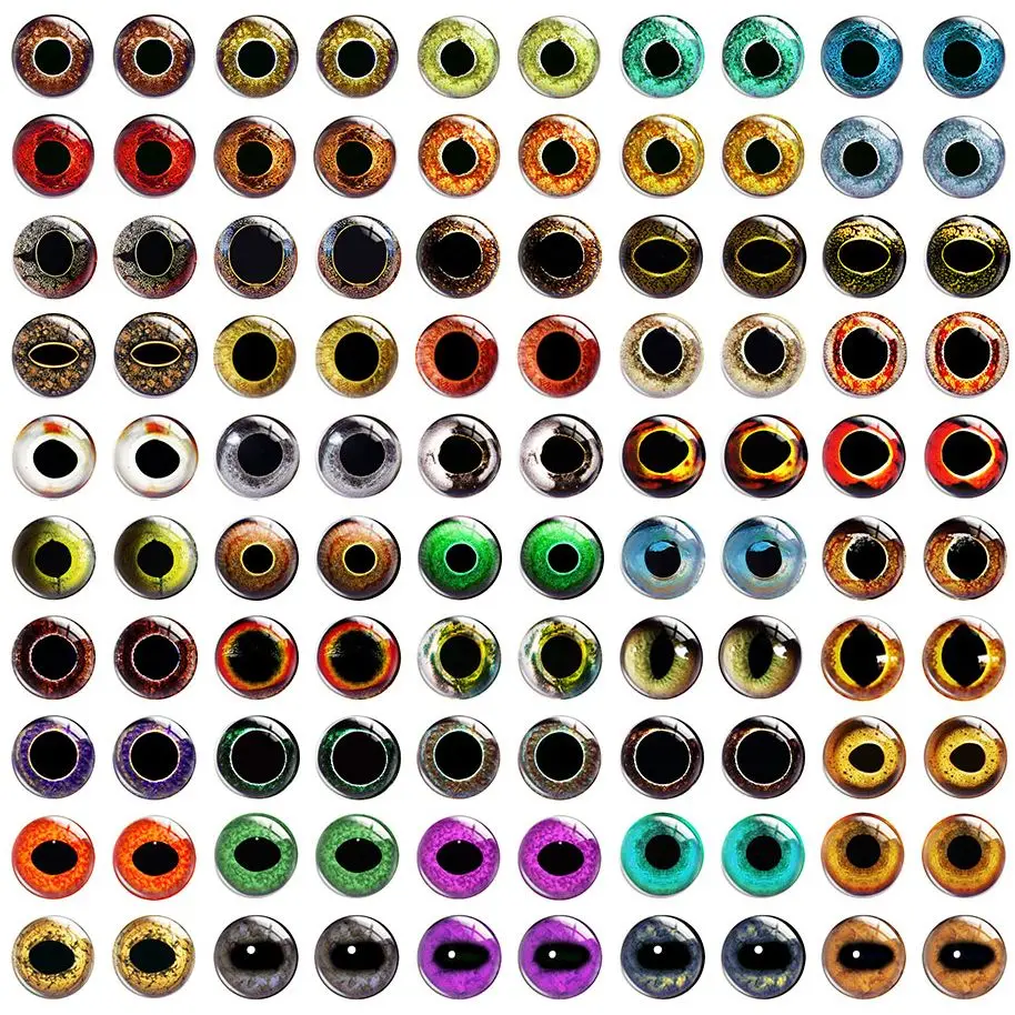 100pcs/50pairs 6 8 10 12mm Mixed Handmade Animal Eyes Dragon Cat Photo Glass Cabochon For Diy Bracelet Earring Jewelry Supply