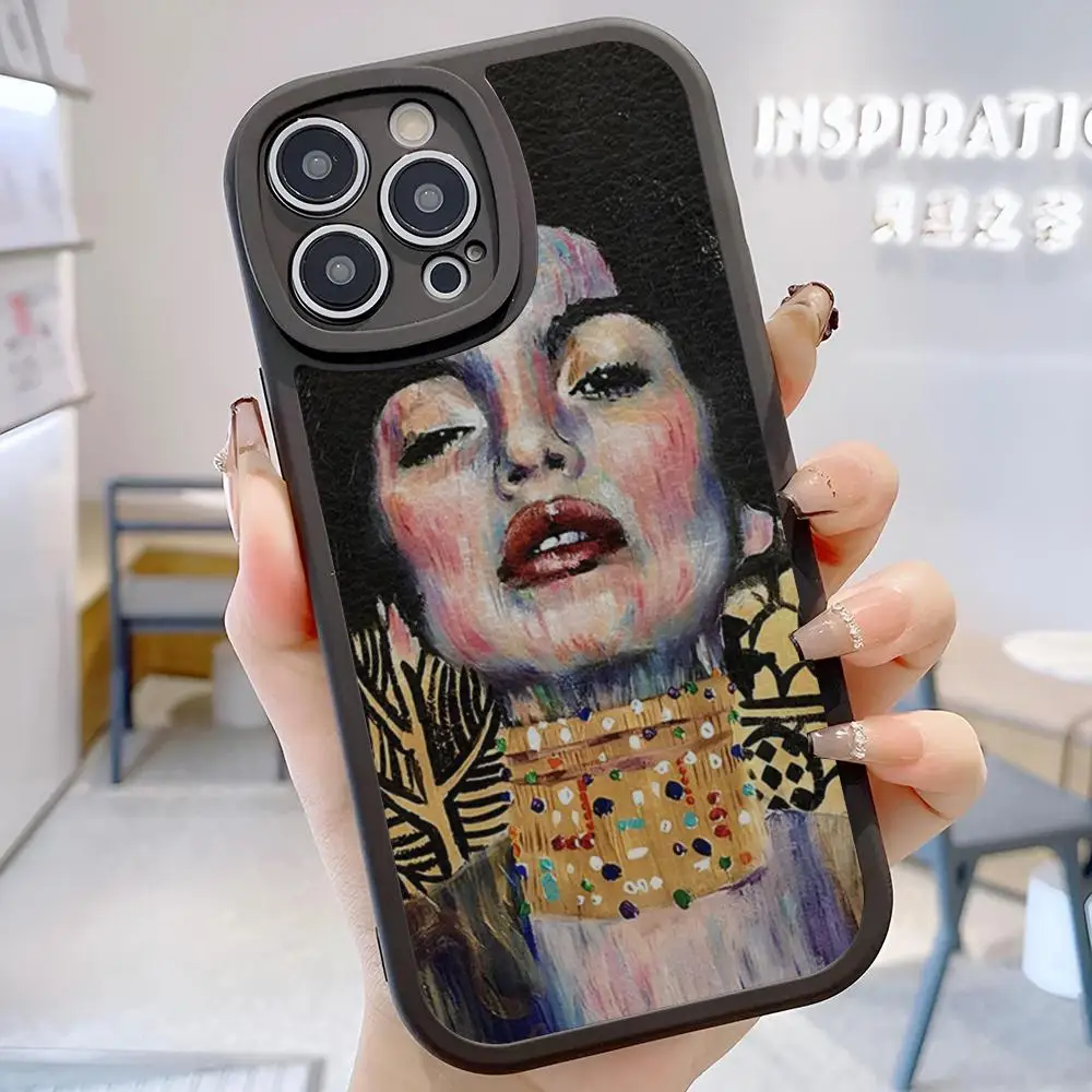 gustav klimt tree of life Phone Case Leather Silicone For IPhone 15 12 13 14 11 Pro Max Mini Xs X Xr 7 8 Plus Soft Black Coque image 4