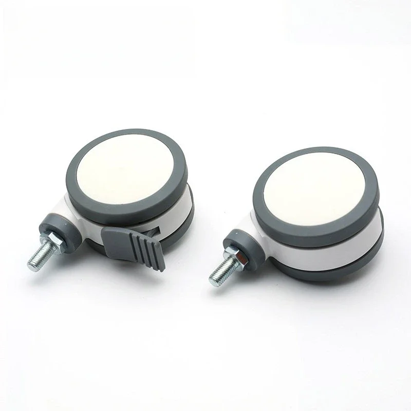 White grey 3 inch Medical casters wheels With brake M12x25 screw Mute Wearable For Hospital trolley Electronic equipment