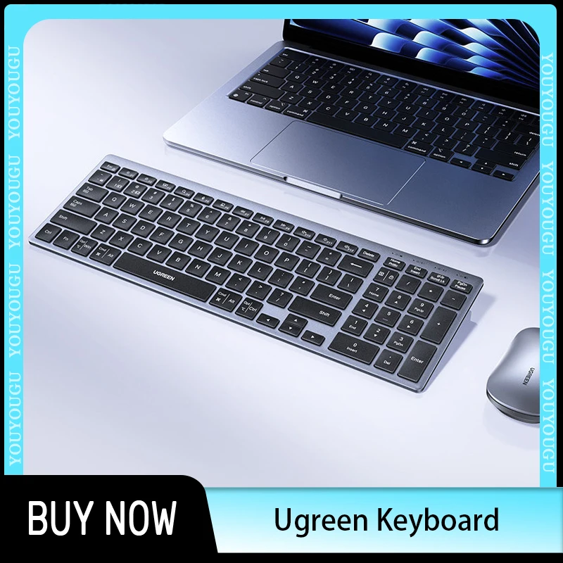 

UGREEN Keyboard 2.4G Wireless Bluetooth 5.0 Quiet Typing Keyboard For MacBook iPad PC Tablet 99/104Keys Rechargeable Keyboard
