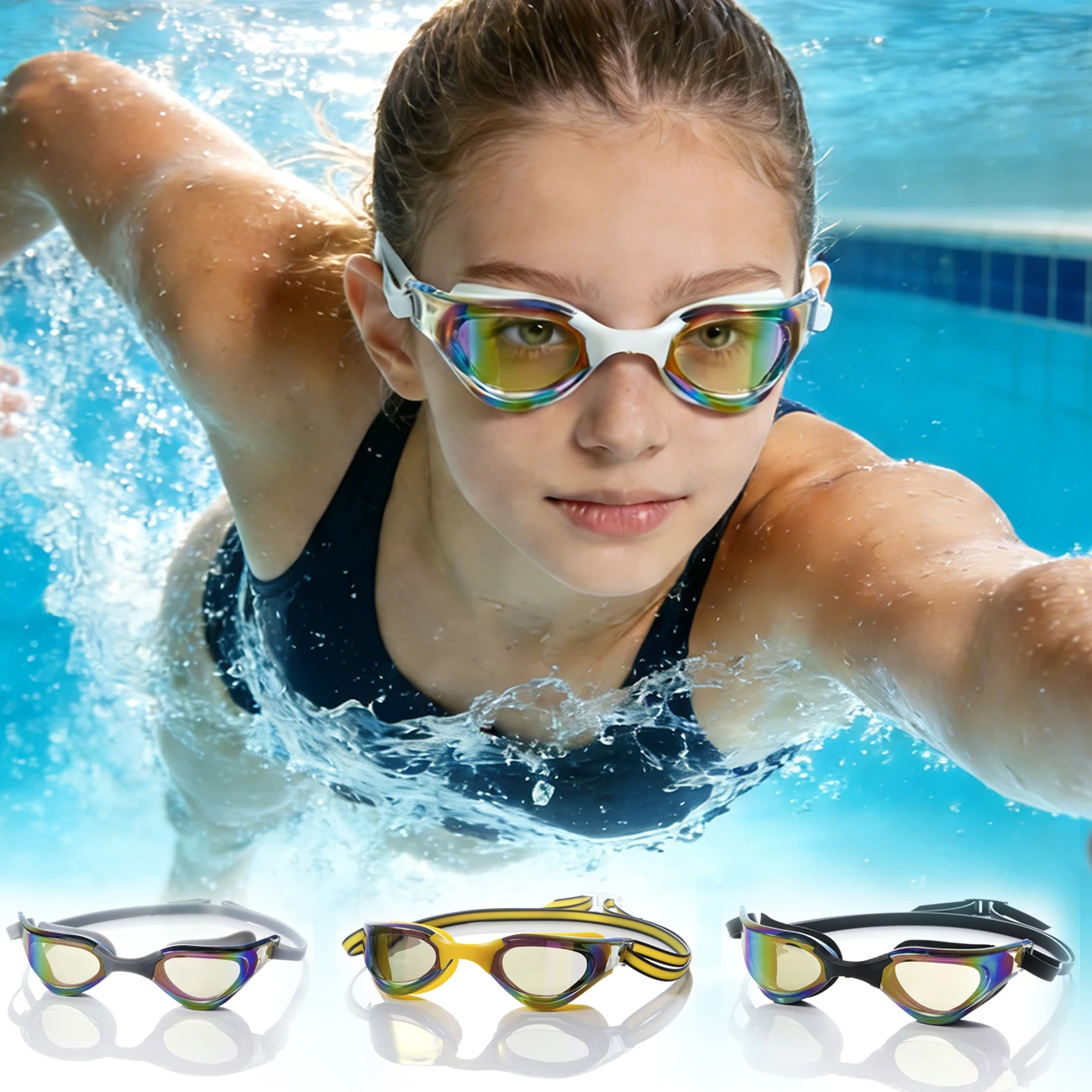 

1PC Swim Goggles - Anti Fog Lenses, Open Water Swimming Anti-Fog, UV Protection, Waterproof