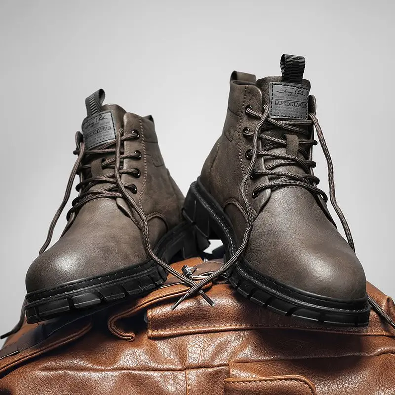 Male Shoes Leather Spring Autumn for Motorcyclist Waterproof Men\'s Boots Outdoor Sale Comfortable New Retro Casual Offer Y2k