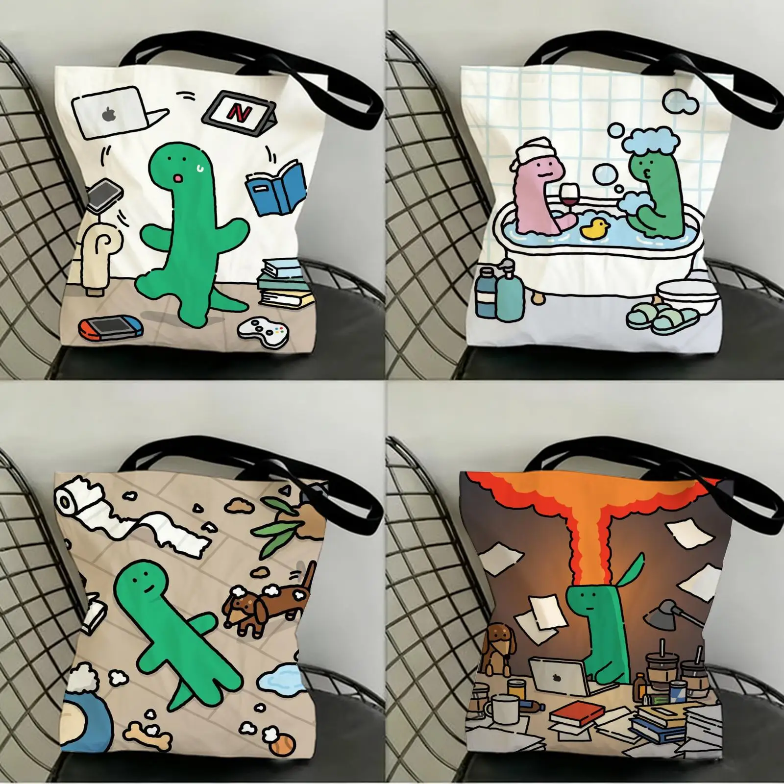 

Cartoon Art Joguman Storage Bags Canvas Double-Sided Print Shopping Bag Large Capacity Aesthetic Reusable Tote Bag