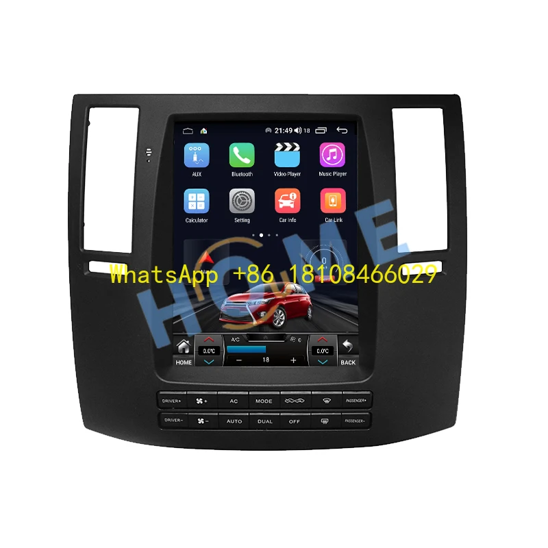 Android 12, 10,4 дюйма, 128 ГБ, радио, стерео в стиле Tesla, вертикальный GPS-навигатор, мультимедийный плеер для Infiniti FX35 FX45 2008-2011