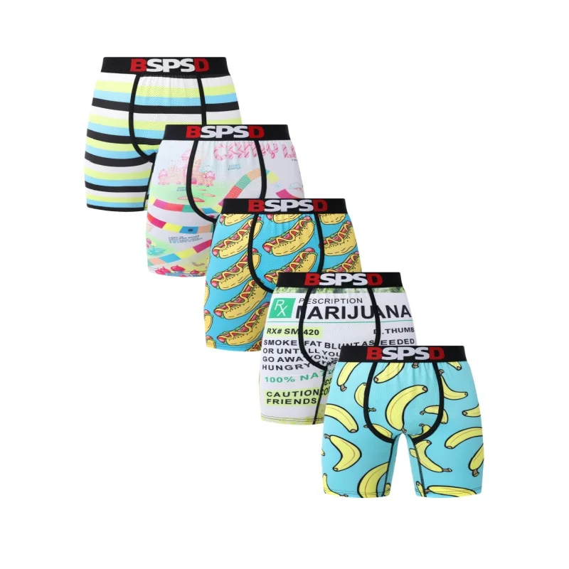 

5Pcs Men Underwear Boxers Fashion Print Man Underpants Sexy Breathable Panties Lingerie Plus Size S-XXL Men Boxer Briefs Trunks