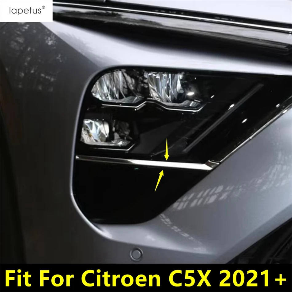 

Front Headlight Head Light Lamp Eyebrow Eyelid Strip Decoration Cover Trim For Citroen C5X 2021 - 2024 Stainless Steel Accessory