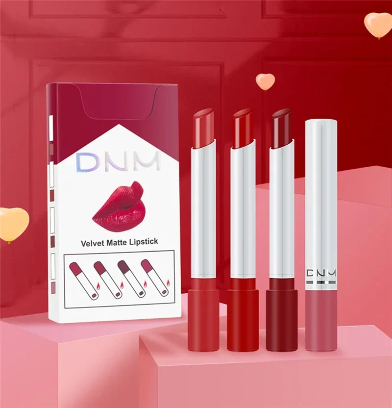 4 Colors Makeup Lipstick Cosmetics Lipstick Set Lip Tint Lip Gloss Waterproof Matte Long Lasting Make Up Pomade