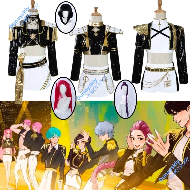 

Детский размер 2025, новый аниме Kpop Demon Hunter, карнавальный костюм Rumi Zoey Mira, стильная одежда для девочек, одежда для выступлений на сцене, Хэллоуин