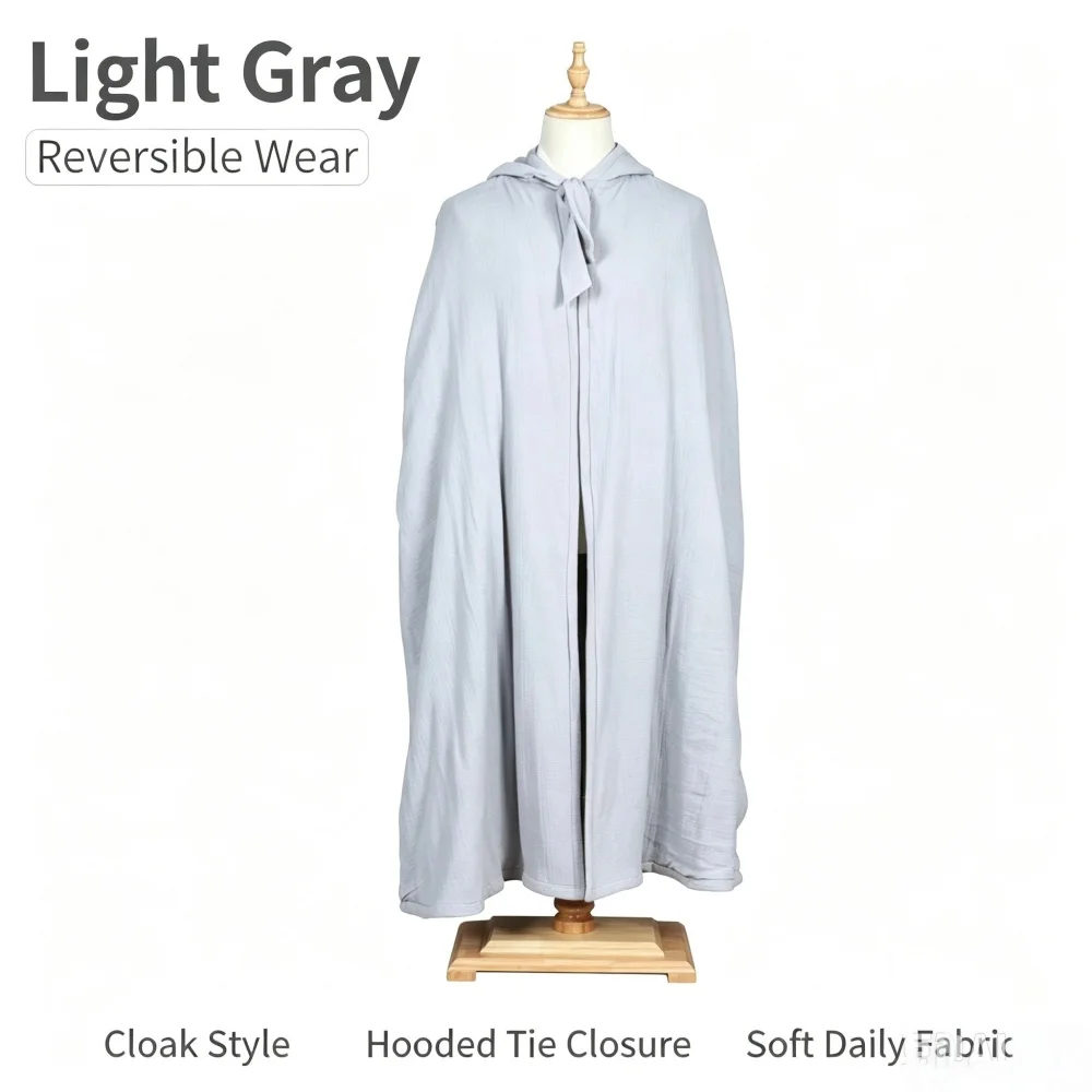 USHINE Winter Thick Reversible Meditation Cloak Hooded Tie Closure Monk Robe Double Sided Cape Unisex Zen Buddhist Long Cloak