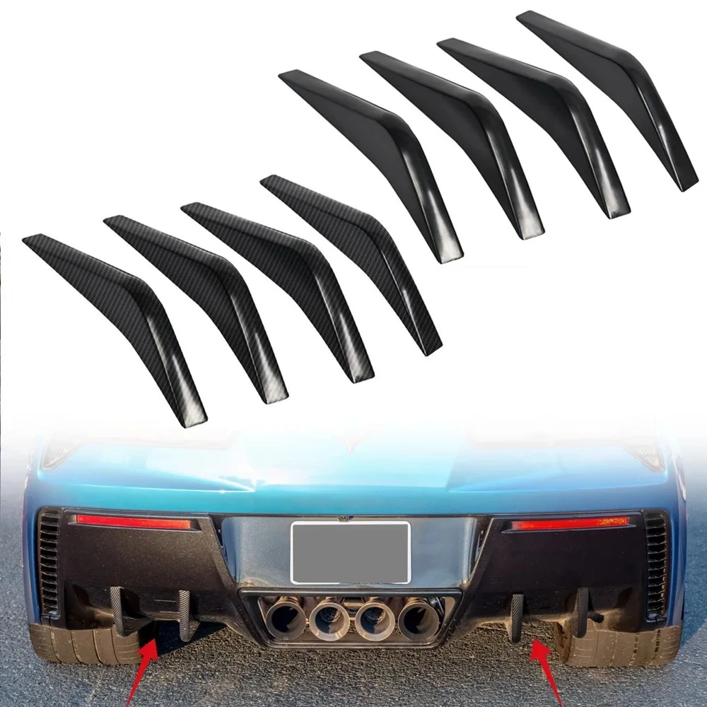 4Pcs Universal Car Rear Bumper Lip Splitter Spoiler Anti-collision Body Bumper Diffuser Fin for 2014-2019 Chevrolet Corvette C7