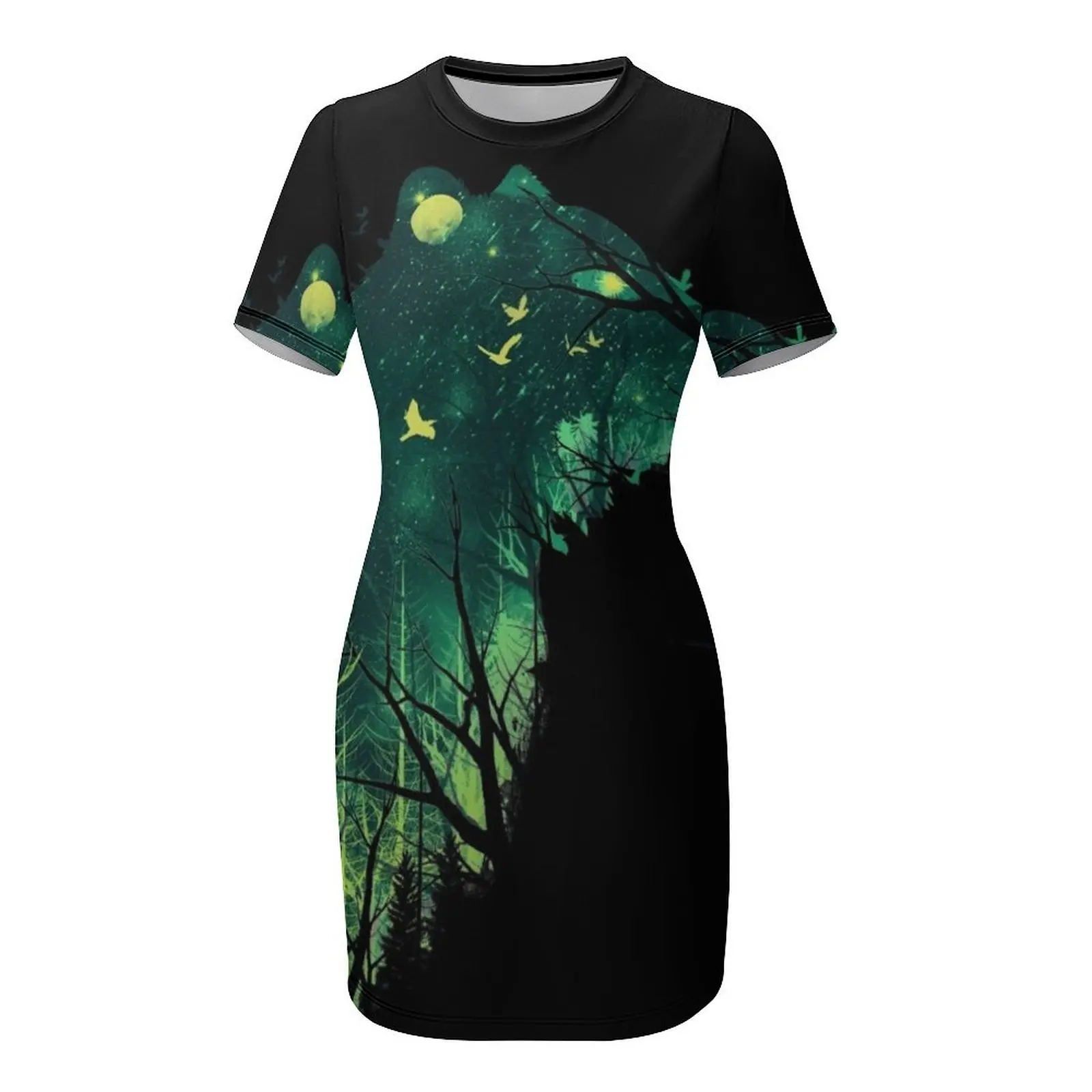 Sukienka Space Tiger z krótkim rękawem, sukienki na studniówkę, sukienki na specjalne okazje, długa sukienka, sukienki na imprezy, sukienka damska