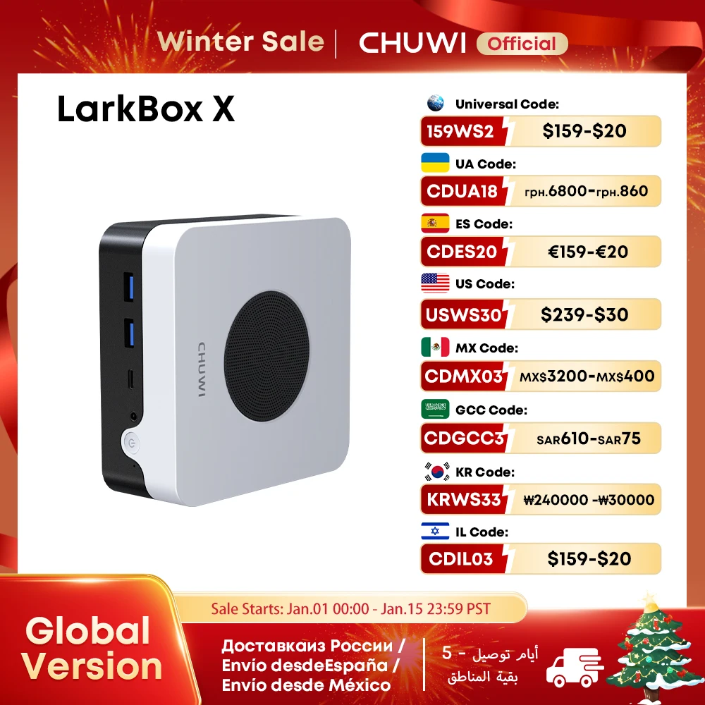 CHUWI LarkBox X Mini PC Intel N100 Game PC UHD Graphics for 12th Gen Intel Processors 12GB RAM 512GB SSD WiFi 6 Desktop Computer