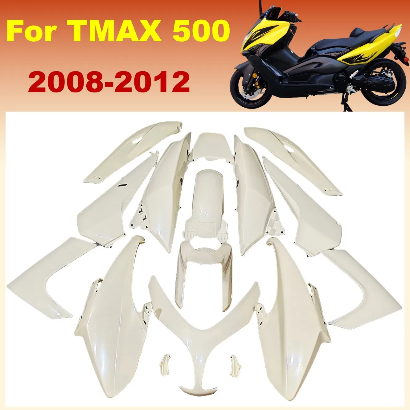 Complete Set Fairing Kit fit for TMAX 500 2008 2009 2010 2011 2012 T-MAX500 08-12 Parts Fairings cream color Protective cover