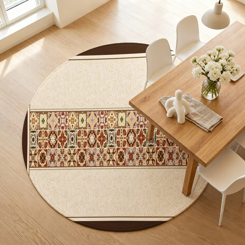 Multicolor Geometric Dot Teardrop Oval Rug Modern Abstract Shape Print Circular Carpet Soft Indoor Floor Mat for Living