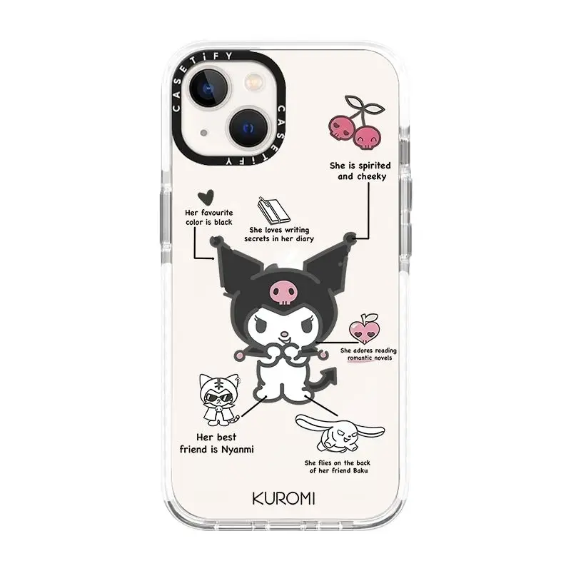 

Sanrio милый мультяшный чехол для телефона Kuromi для iPhone 11 12 13 14 Pro Max Kawaii прозрачный полноразмерный противоударный мягкий чехол Подарок