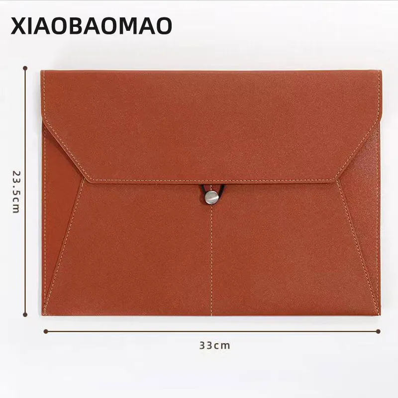 33cm * 23.5cm Waterproof Pu Leather A4 Business Briefcase File Folder Document Paper Organizer Storage Bag