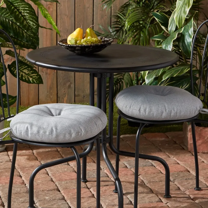 

new Heather Gray 15 in. Round Outdoor Reversible Bistro Seat Cushion (Set of 2)