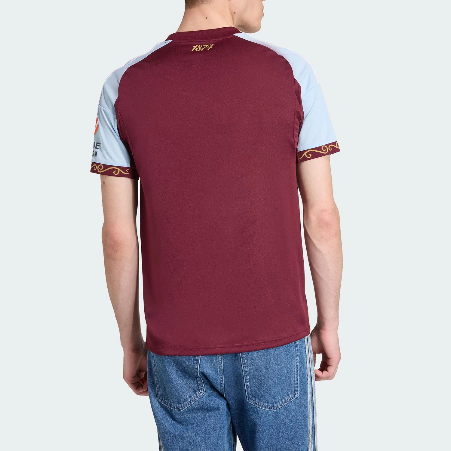 Adidas genuine AVFC H JSY men's football sports splicing short sleeved JN8061
