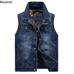 Yeni erkek kot yelek moda baskı Hip Hop kovboy yelek çok cep rahat motosiklet tarzı kolsuz kot ceket erkekler için