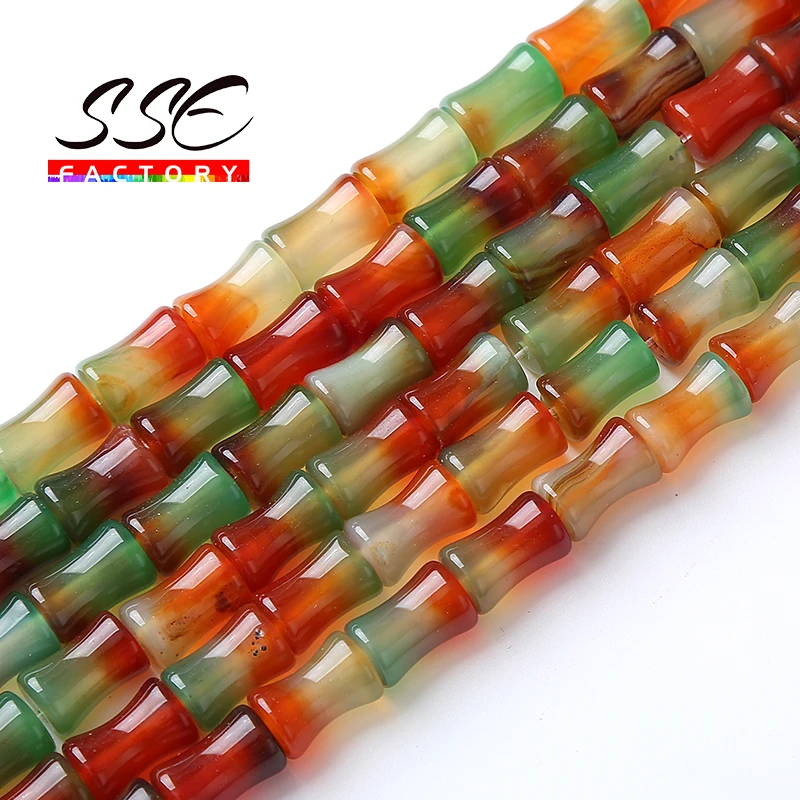 Natural Peacock Agate Tube Bamboo Shape Loose Spacers Beads For Jewelry Making DIY Bracelets Energy Healing Power Stone Beads