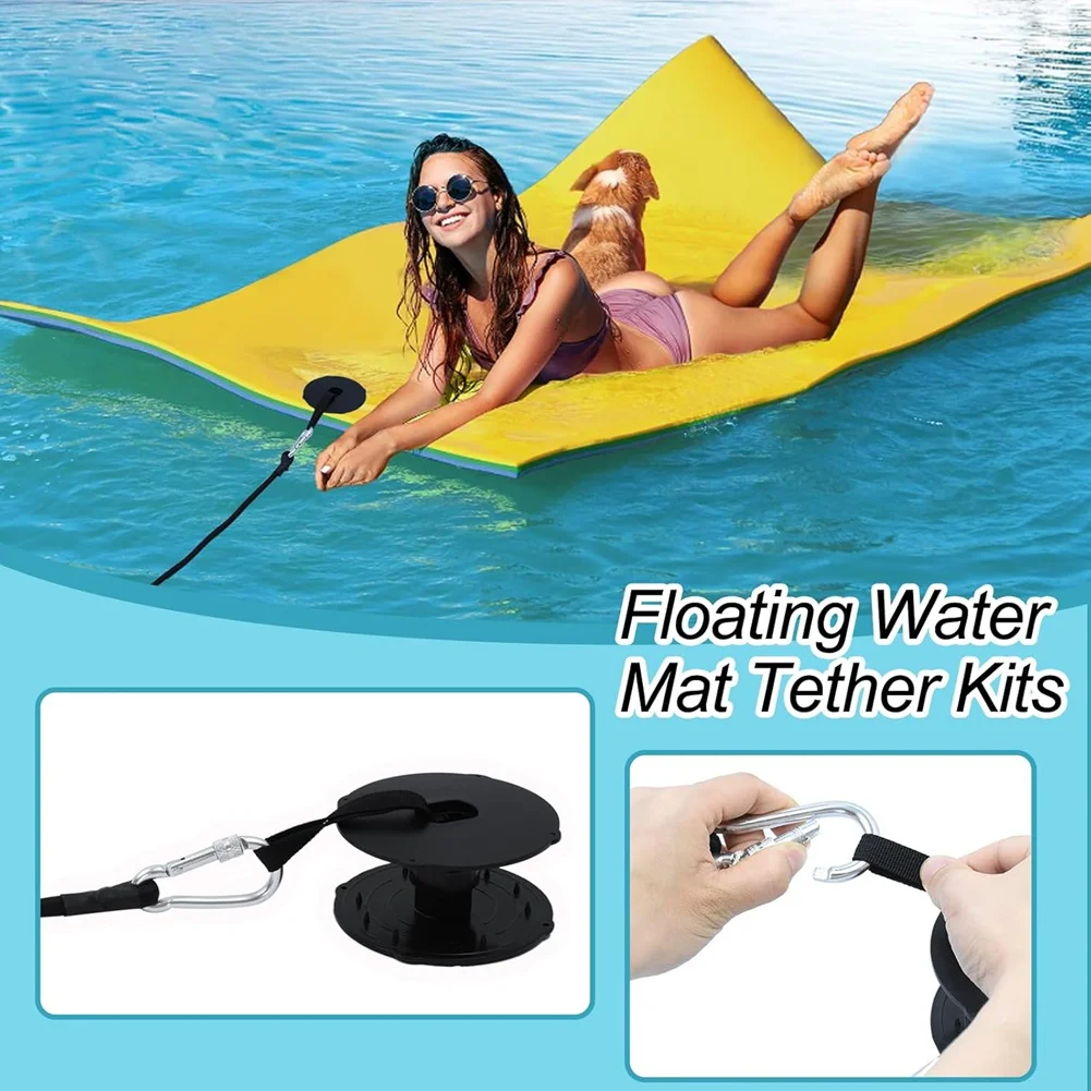 A03F-Schwimmende Matte Tether Schwimmende Wassermatte Tether Kits für alle Schaumwasserpads Tragbare schwimmende Matte Tülle Kit, Schwimmende Matten