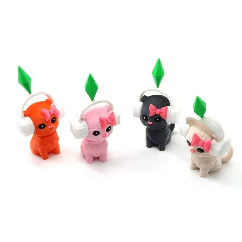 Creativity Cute Sims Cat Dancing Cat Car Ornament Ornament Doll Car Accessory Mini Earphone Cat Model Sims Nodding Dancing Cat
